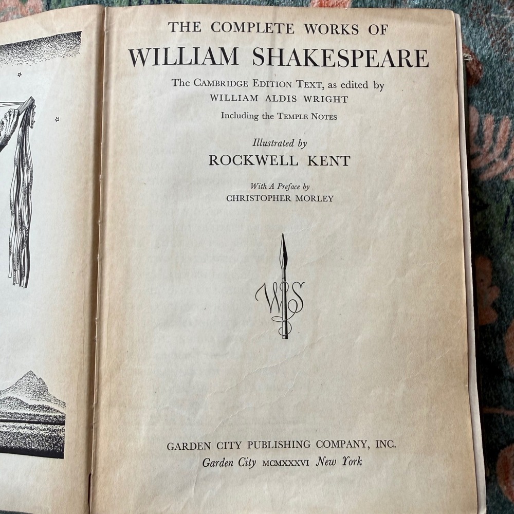 Vintage The Complete Works of William Shakespeare Hardcover Sage‎ Green Cloth - Picture 10 of 12